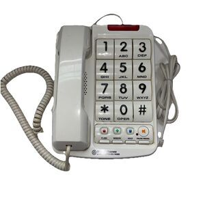 Big Button Plus Corded White Speaker Phone Number Memory Braille Bell Senior Aid